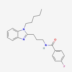 molecular formula C22H26FN3O B7558270 4-fluoro-N-[3-(1-pentyl-1H-benzimidazol-2-yl)propyl]benzamide 