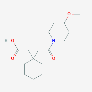 molecular formula C16H27NO4 B7558330 2-[1-[2-(4-Methoxypiperidin-1-yl)-2-oxoethyl]cyclohexyl]acetic acid 