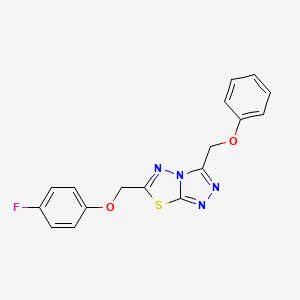 molecular formula C17H13FN4O2S B7558334 6-[(4-Fluorophenoxy)methyl]-3-(phenoxymethyl)[1,2,4]triazolo[3,4-b][1,3,4]thiadiazole 