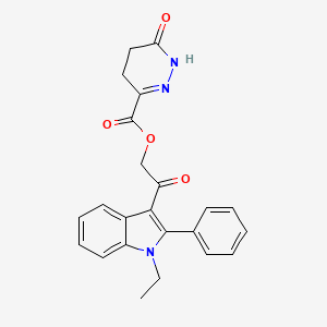 molecular formula C23H21N3O4 B7558338 [2-(1-ethyl-2-phenylindol-3-yl)-2-oxoethyl] 6-oxo-4,5-dihydro-1H-pyridazine-3-carboxylate 