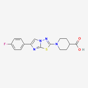 molecular formula C16H15FN4O2S B7558347 1-[6-(4-Fluorophenyl)imidazo[2,1-b][1,3,4]thiadiazol-2-yl]piperidine-4-carboxylic acid 