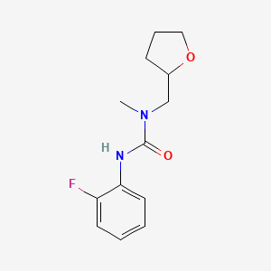 molecular formula C13H17FN2O2 B7558418 3-(2-Fluorophenyl)-1-methyl-1-(oxolan-2-ylmethyl)urea 