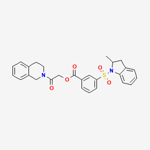 molecular formula C27H26N2O5S B7558428 [2-(3,4-dihydro-1H-isoquinolin-2-yl)-2-oxoethyl] 3-[(2-methyl-2,3-dihydroindol-1-yl)sulfonyl]benzoate 