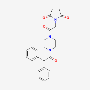 molecular formula C24H25N3O4 B7558470 1-[2-[4-(2,2-Diphenylacetyl)piperazin-1-yl]-2-oxoethyl]pyrrolidine-2,5-dione 