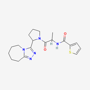 molecular formula C19H25N5O2S B7558473 N-[1-oxo-1-[2-(6,7,8,9-tetrahydro-5H-[1,2,4]triazolo[4,3-a]azepin-3-yl)pyrrolidin-1-yl]propan-2-yl]thiophene-2-carboxamide 