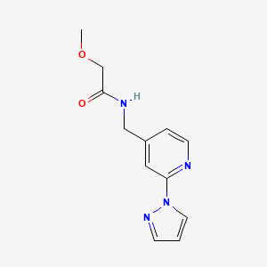molecular formula C12H14N4O2 B7558513 2-methoxy-N-[(2-pyrazol-1-ylpyridin-4-yl)methyl]acetamide 
