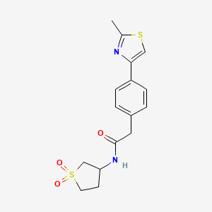 molecular formula C16H18N2O3S2 B7558596 N-(1,1-dioxothiolan-3-yl)-2-[4-(2-methyl-1,3-thiazol-4-yl)phenyl]acetamide 