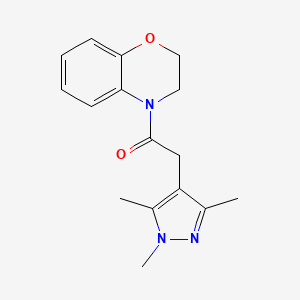 molecular formula C16H19N3O2 B7558620 1-(2,3-Dihydro-1,4-benzoxazin-4-yl)-2-(1,3,5-trimethylpyrazol-4-yl)ethanone 