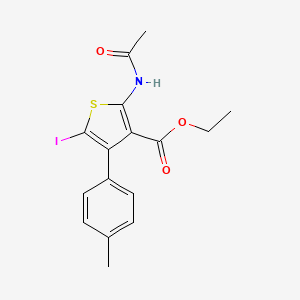 molecular formula C16H16INO3S B7558628 2-Acetylamino-5-iodo-4-p-tolyl-thiophene-3-carboxylic acid ethyl ester 