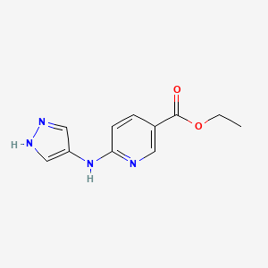 molecular formula C11H12N4O2 B7558670 ethyl 6-(1H-pyrazol-4-ylamino)pyridine-3-carboxylate 