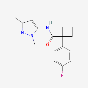 molecular formula C16H18FN3O B7558687 N-(2,5-dimethylpyrazol-3-yl)-1-(4-fluorophenyl)cyclobutane-1-carboxamide 