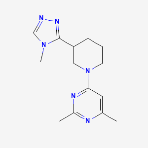 molecular formula C14H20N6 B7558695 2,4-Dimethyl-6-[3-(4-methyl-1,2,4-triazol-3-yl)piperidin-1-yl]pyrimidine 