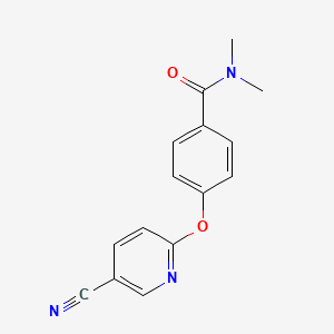 molecular formula C15H13N3O2 B7558699 4-(5-cyanopyridin-2-yl)oxy-N,N-dimethylbenzamide 