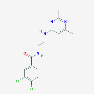 molecular formula C15H16Cl2N4O B7558723 3,4-dichloro-N-[2-[(2,6-dimethylpyrimidin-4-yl)amino]ethyl]benzamide 