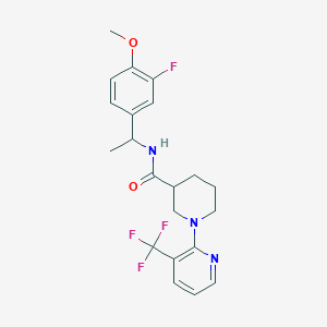 molecular formula C21H23F4N3O2 B7558754 N-[1-(3-fluoro-4-methoxyphenyl)ethyl]-1-[3-(trifluoromethyl)pyridin-2-yl]piperidine-3-carboxamide 