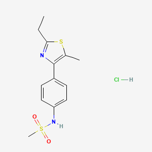 molecular formula C13H17ClN2O2S2 B7558755 N-[4-(2-ethyl-5-methyl-1,3-thiazol-4-yl)phenyl]methanesulfonamide;hydrochloride 