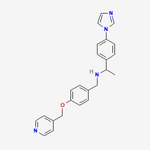 molecular formula C24H24N4O B7558767 1-(4-imidazol-1-ylphenyl)-N-[[4-(pyridin-4-ylmethoxy)phenyl]methyl]ethanamine 