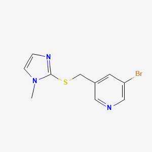 molecular formula C10H10BrN3S B7558816 3-Bromo-5-[(1-methylimidazol-2-yl)sulfanylmethyl]pyridine 