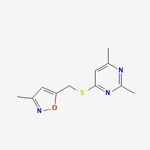 molecular formula C11H13N3OS B7558822 5-[(2,6-Dimethylpyrimidin-4-yl)sulfanylmethyl]-3-methyl-1,2-oxazole 