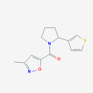 molecular formula C13H14N2O2S B7558826 (3-Methyl-1,2-oxazol-5-yl)-(2-thiophen-3-ylpyrrolidin-1-yl)methanone 