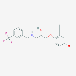 molecular formula C22H28F3NO3 B7558842 1-(2-Tert-butyl-4-methoxyphenoxy)-3-[[3-(trifluoromethyl)phenyl]methylamino]propan-2-ol 