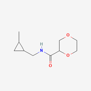 molecular formula C10H17NO3 B7558885 N-[(2-methylcyclopropyl)methyl]-1,4-dioxane-2-carboxamide 