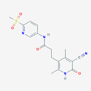 molecular formula C17H18N4O4S B7558921 3-(5-cyano-2,4-dimethyl-6-oxo-1H-pyridin-3-yl)-N-(6-methylsulfonylpyridin-3-yl)propanamide 