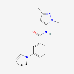 molecular formula C16H16N4O B7558950 N-(2,5-dimethylpyrazol-3-yl)-3-pyrrol-1-ylbenzamide 