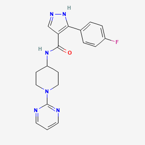 molecular formula C19H19FN6O B7558952 5-(4-fluorophenyl)-N-(1-pyrimidin-2-ylpiperidin-4-yl)-1H-pyrazole-4-carboxamide 