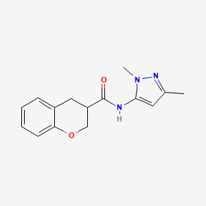 molecular formula C15H17N3O2 B7558960 N-(2,5-dimethylpyrazol-3-yl)-3,4-dihydro-2H-chromene-3-carboxamide 