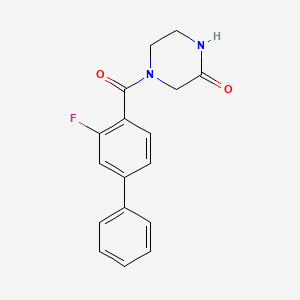 molecular formula C17H15FN2O2 B7558982 4-(2-Fluoro-4-phenylbenzoyl)piperazin-2-one 