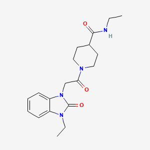 molecular formula C19H26N4O3 B7559024 N-ethyl-1-[2-(3-ethyl-2-oxobenzimidazol-1-yl)acetyl]piperidine-4-carboxamide 