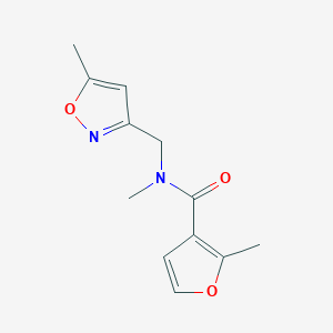 molecular formula C12H14N2O3 B7559039 N,2-dimethyl-N-[(5-methyl-1,2-oxazol-3-yl)methyl]furan-3-carboxamide 