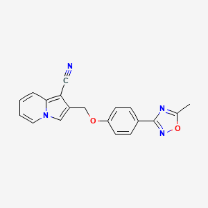 molecular formula C19H14N4O2 B7559047 2-[[4-(5-Methyl-1,2,4-oxadiazol-3-yl)phenoxy]methyl]indolizine-1-carbonitrile 