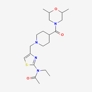 molecular formula C20H32N4O3S B7559051 N-[4-[[4-(2,6-dimethylmorpholine-4-carbonyl)piperidin-1-yl]methyl]-1,3-thiazol-2-yl]-N-ethylacetamide 