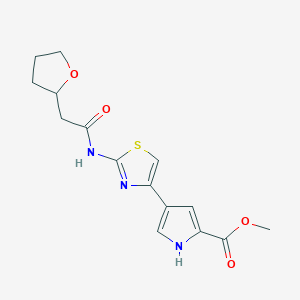 molecular formula C15H17N3O4S B7559077 methyl 4-[2-[[2-(oxolan-2-yl)acetyl]amino]-1,3-thiazol-4-yl]-1H-pyrrole-2-carboxylate 