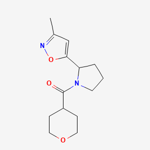 molecular formula C14H20N2O3 B7559093 [2-(3-Methyl-1,2-oxazol-5-yl)pyrrolidin-1-yl]-(oxan-4-yl)methanone 