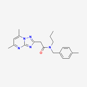 molecular formula C20H25N5O B7559131 2-(5,7-dimethyl-[1,2,4]triazolo[1,5-a]pyrimidin-2-yl)-N-[(4-methylphenyl)methyl]-N-propylacetamide 