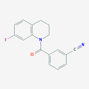 molecular formula C17H13FN2O B7559132 3-(7-fluoro-3,4-dihydro-2H-quinoline-1-carbonyl)benzonitrile 