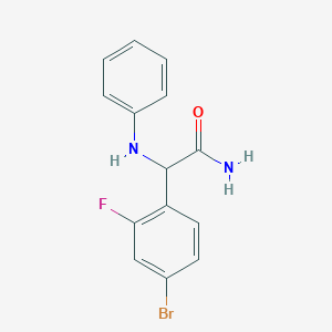 molecular formula C14H12BrFN2O B7559135 2-Anilino-2-(4-bromo-2-fluorophenyl)acetamide 