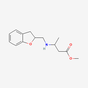 molecular formula C14H19NO3 B7559181 Methyl 3-(2,3-dihydro-1-benzofuran-2-ylmethylamino)butanoate 