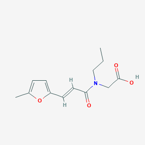 molecular formula C13H17NO4 B7559206 2-[[(E)-3-(5-methylfuran-2-yl)prop-2-enoyl]-propylamino]acetic acid 