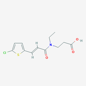 molecular formula C12H14ClNO3S B7559231 3-[[(E)-3-(5-chlorothiophen-2-yl)prop-2-enoyl]-ethylamino]propanoic acid 