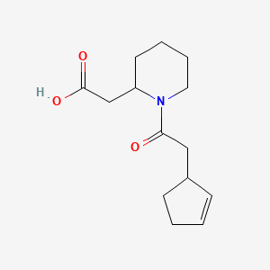 molecular formula C14H21NO3 B7559239 2-[1-(2-Cyclopent-2-en-1-ylacetyl)piperidin-2-yl]acetic acid 