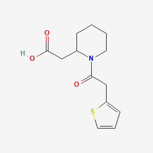 molecular formula C13H17NO3S B7559261 2-[1-(2-Thiophen-2-ylacetyl)piperidin-2-yl]acetic acid 