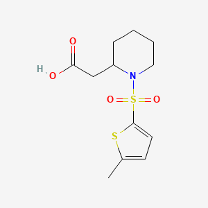 molecular formula C12H17NO4S2 B7559262 2-[1-(5-Methylthiophen-2-yl)sulfonylpiperidin-2-yl]acetic acid 