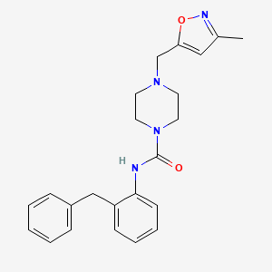 molecular formula C23H26N4O2 B7559292 N-(2-benzylphenyl)-4-[(3-methyl-1,2-oxazol-5-yl)methyl]piperazine-1-carboxamide 