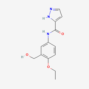 molecular formula C13H15N3O3 B7559318 N-[4-ethoxy-3-(hydroxymethyl)phenyl]-1H-pyrazole-5-carboxamide 