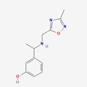 molecular formula C12H15N3O2 B7559326 3-[1-[(3-Methyl-1,2,4-oxadiazol-5-yl)methylamino]ethyl]phenol 