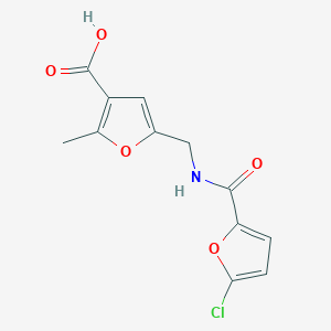 molecular formula C12H10ClNO5 B7559354 5-[[(5-Chlorofuran-2-carbonyl)amino]methyl]-2-methylfuran-3-carboxylic acid 